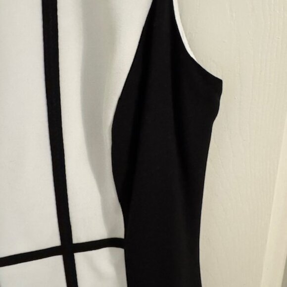 Calvin Klein Black & White Color Block Sleeveless Sheath Dress Sz 8 - Picture 3 of 7